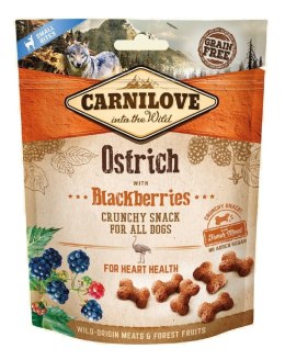CARNILOVE Crunchy Snack - chrupiące ciasteczka dla psa z mięsem strusia i jeżynami (200 g)