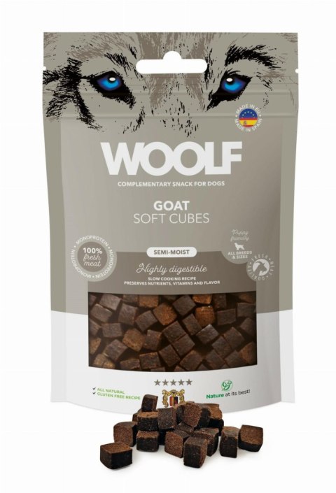 WOOLF Soft Cubes - monoproteinowe smakołyki dla psa, miękkie kosteczki z koziną 100 g