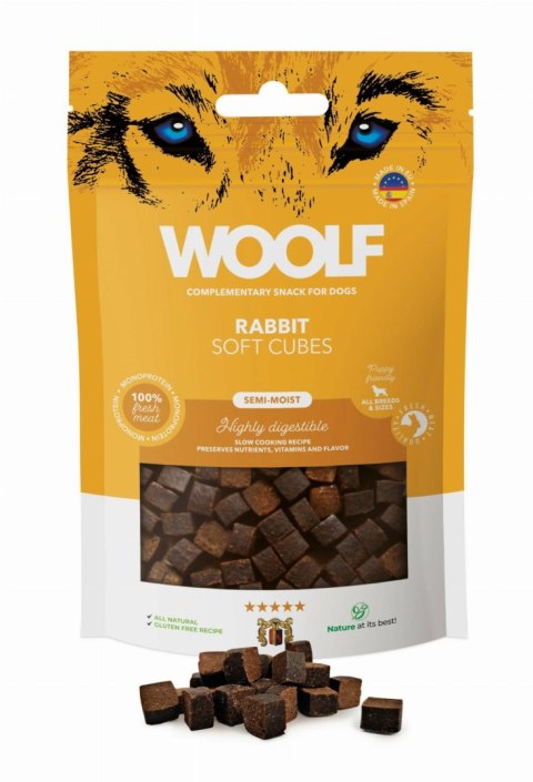 WOOLF Soft Cubes - monoproteinowe smakołyki dla psa, miękkie kosteczki z królika 100 g