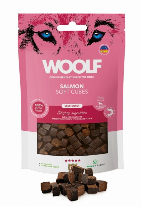 WOOLF Soft Cubes - monoproteinowe smakołyki dla psa, miękkie kosteczki z łososia i ryb atlantyckich100 g