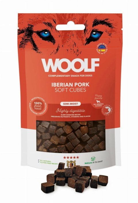WOOLF Soft Cubes - monoproteinowe smakołyki dla psa, miękkie kosteczki z wieprzowiny iberyjskiej 100 g