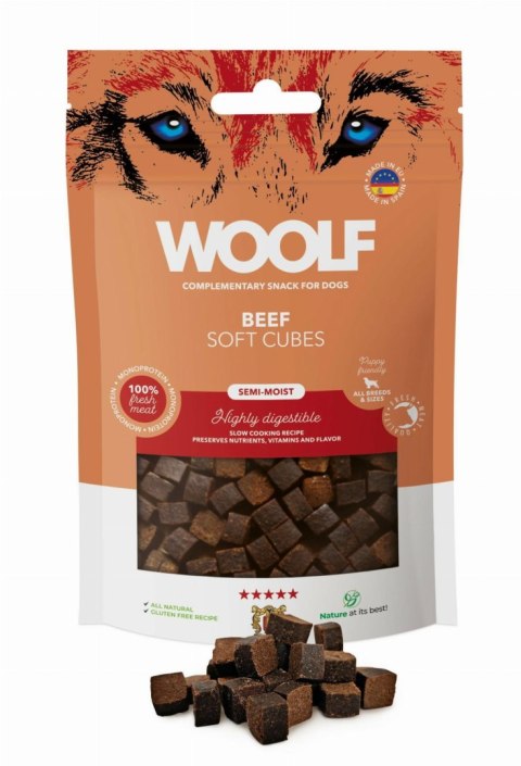 WOOLF Soft Cubes - monoproteinowe smakołyki dla psa, miękkie kosteczki z wołowina 100 g Cena: