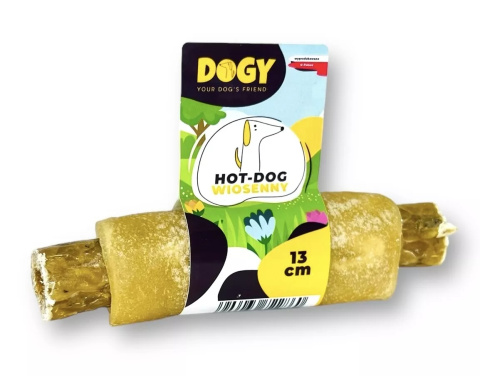 DOGY - Hot-Dog dla psa WIOSENNY ze szparagami i serem cheddar 13cm