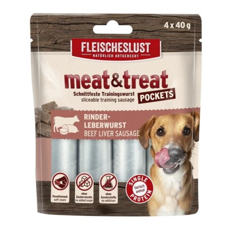 MEATLOVE Meat&Treat - przekąska dla psa w formie kiełbaski do krojenia - 100% wątróbka wołowa