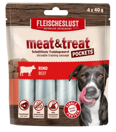 MEATLOVE Meat&Treat -przekąska dla psa w formie kiełbaski do krojenia - 100% wołowina