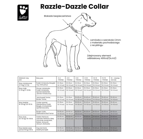 Regulowana obroża dla psa, Hurtta Razzle-Dazzle Collar Blackberry