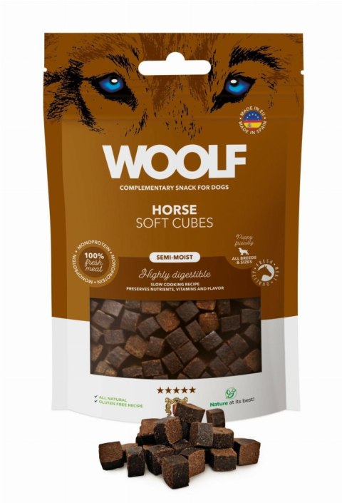 WOOLF Soft Cubes - monoproteinowe smakołyki dla psa, miękkie kosteczki z koniny 100 g