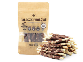 Przysmak dla psa, pałeczki wołowe z królikiem i dorszem, SLOW DOG